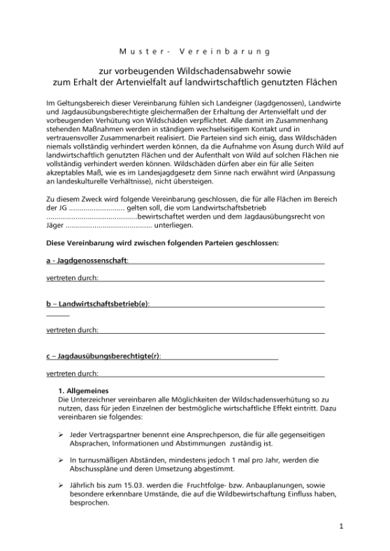Vereinbarung Zur Vorbeugenden Wildschadensabwehr Deutsche Jagdzeitung